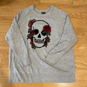 Rose Skull Vegan Cashmere Pullover Crew Sweater Torrid 2x
